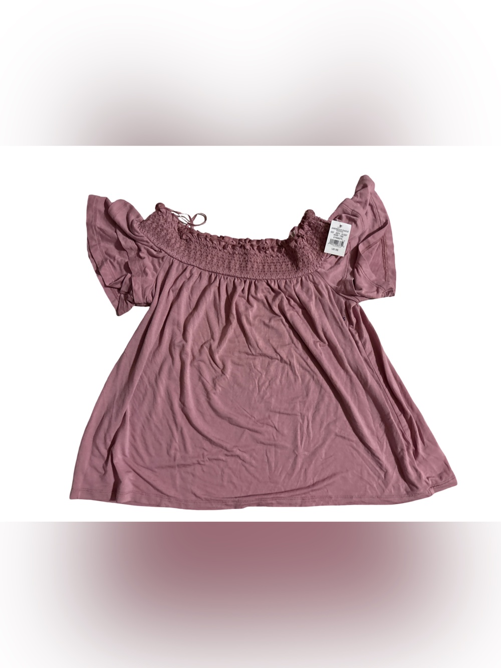 American Eagle Outfitters Mauve Off-Shoulder Smocked Top